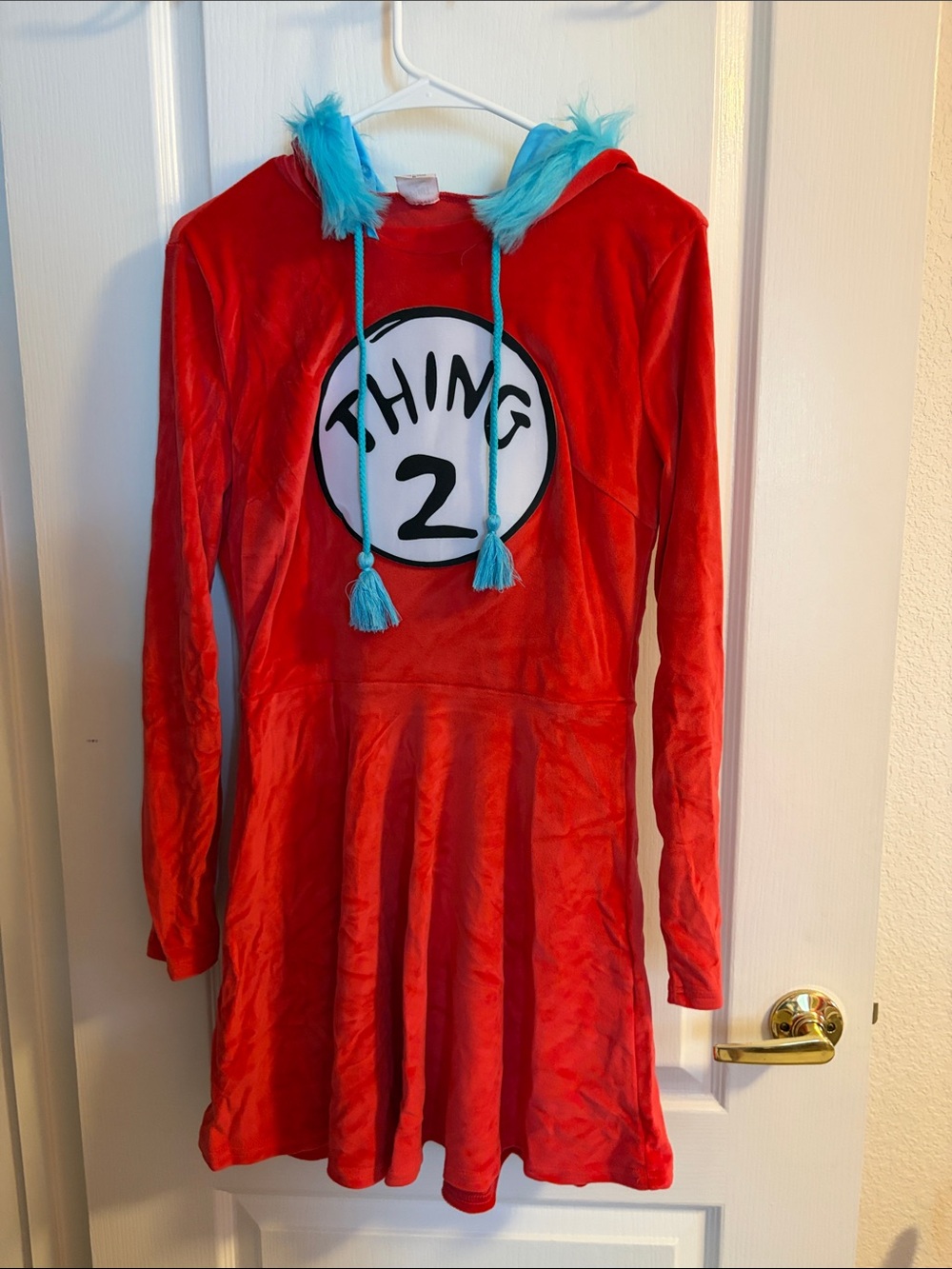 Red "Thing 2" Kids Costume Dress with Blue Accents
